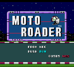 Moto Roader title screen for TurboGrafx-16